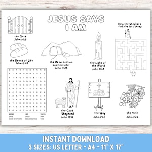 Bible activity, Sunday School Activities, Bible Placemat, Church Kid Activity, Sunday School Craft Games, Sunday School, Coloring Page Kids