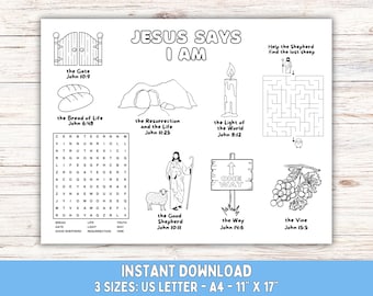 Bible activity, Sunday School Activities, Bible Placemat, Church Kid Activity, Sunday School Craft Games, Sunday School, Coloring Page Kids