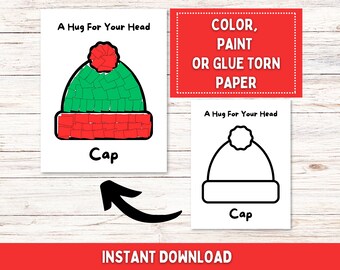 Winter Preschool Worksheets, Holiday Craft For Kids, Daycare, Winter Activity for Toddlers, Cut and Paste Craft, Dementia Activity
