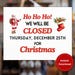 Closed for Christmas Printable Sign, Closed Christmas Day Sign, Store ...