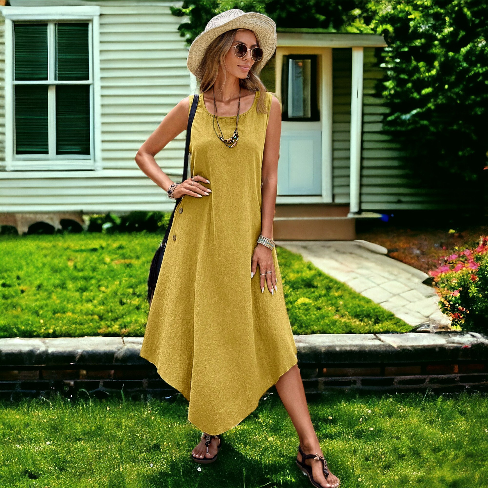 Art-Inspired Linen Summer Dress for Women – Breezy & Stylish