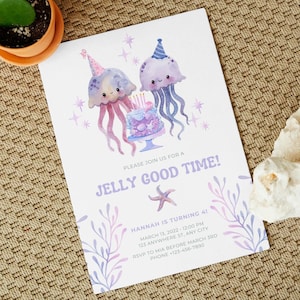 Bearbeitbare Qualle-Geburtstags-Party Einladung, Jelly Good Time, anpassbar, Instant Download