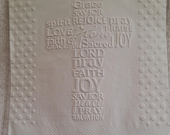 RELIGIOSO - Tovaglioli di carta da pranzo in rilievo con scritta GESÙ, 6,5" x 6,5", set da 25