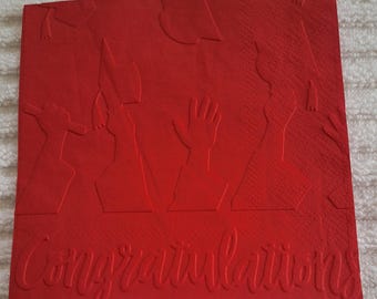 GRADUATION CAPS  Toss CONGRATULATIONS Embossed Cocktail Paper Napkins 5" x 5" set of 25