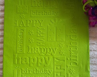 Tovaglioli di carta da pranzo goffrati "BUON COMPLEANNO con REGALI" 6,5" x 6,5" set da 25