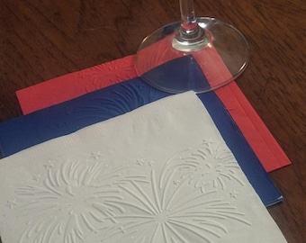 Unabhängigkeitstag 4th OF JULY - Feuerwerk Geprägte Cocktail-Papierservietten 12,7 cm x 12,7 cm 25er-Set