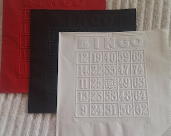 Tovaglioli di carta da pranzo con stampa goffrata BINGO, 6,5" x 6,5" (confezione da 25)
