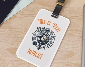 Personalisierter Travel Vibes Gepäckanhänger: Acryl Flitterwochen Geschenk