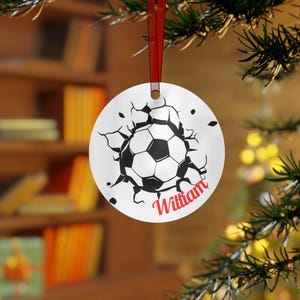 Personalized Soccer Metal Ornament, Soccer Player Ornament, Soccer Ornament with Name, Gift for Soccer Player, Team Soccer Gift