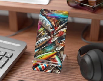 Supporto per telefono con esca da pesca: regalo per pescatori, display per smartphone