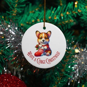 Corgi-kerstornament: acryl hondenliefhebber cadeau met lint