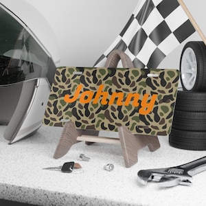 Personalized Camo Vanity Plate, Custom License Plate, Name Plate Gift, Unique Car Accessory, Camouflage Auto Tag, Gift for Him