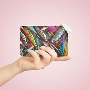 Mini bolso de mano con diseño de señuelo de pesca, cartera para ella: bolso, monedero, monedero pequeño, regalo para pescador, regalo para el Día de la Madre