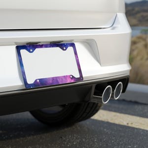 Cosmic Metal License Plate Frame: Celestial Galaxy Car Tag