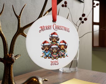 Dachshunds Merry Christmas 2025 Acrylic Ornament