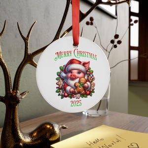 Santa Pig Ornament 2025: Acryl Weihnachtsdekoration