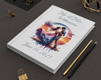 Personalized Country Western Wedding Guest Book: Rustic Hardcover Journal