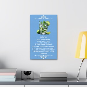 Mojito Bar Schild, Mojito Zutat Dekor, Kitchen Bar Art, Cocktail-Liebhaber Geschenk, Bar Wanddekoration, Leinwand Gestreckte Wandkunst
