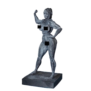 Iron Grace – Female Bodybuilder in Triumph | Sculpture made with organic materials