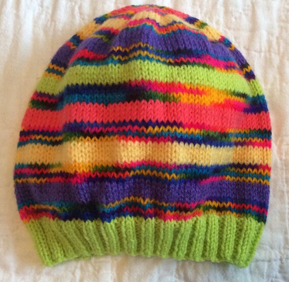 Funky Hand Knitted Beanie to Fit Teen/ Adult
