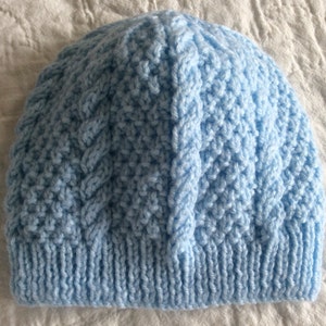 Hand Knitted Beanie Hat to fit 6 to 12 Month Baby