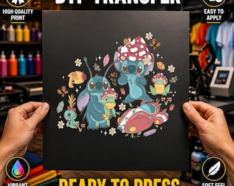 Retro Stitch And Lilo DTF Transfer, Vintage Disney Ready to Press, Iron On Print