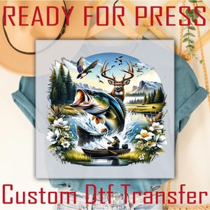Wilderness Dtf Transfer Ready to Press, Bass Fishing DTF Transfers, Duck Hunting Dtf Transfer, Hunting Transfers, Fishing Dtf Iron On Decal