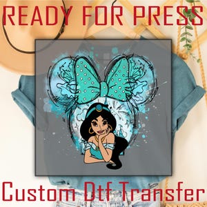 Princess Jasmine Ready To Press, Disney Heat Dtf Transfer, Jasmine DTF Transfer, Cute Ready To Press, Disney Princess Heat Dtf, Disney Dtf