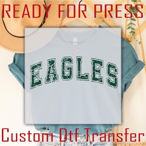 Eagles Distressed Varsity Mascot Ready to Press DTF Transfer, Heat Press Iron On Game Day Spirit Shirt Design, Eagles Iron On Heat Transfers