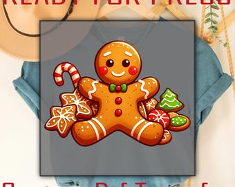 Christmas Gingerbread Iron On Transfer, Holiday Design Ready to Press