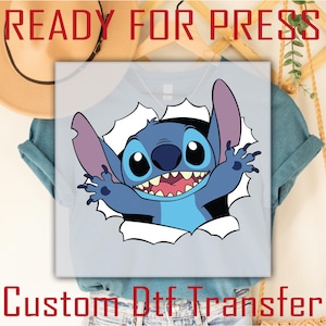 Stitch Dtf Transfer Ready For Press, Disney Stitch Ready To Press, Disney Family Dtf, Heat Press, Disney Character Dtf Transfer, Stitch Tee