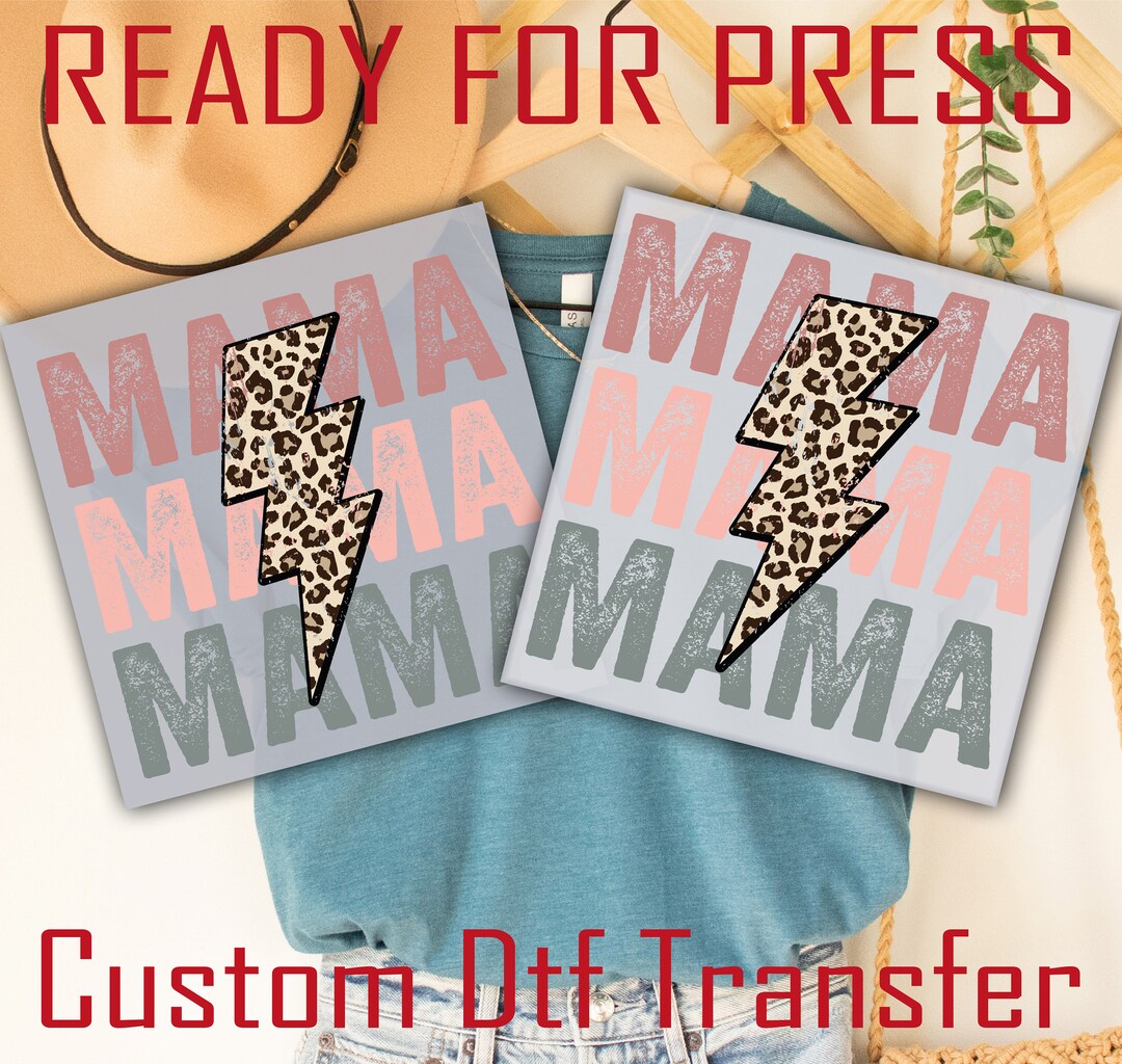 Leopard Bolt Mama DTF Transfer: Mom Ready to Press Heat Transfer, Iron ...