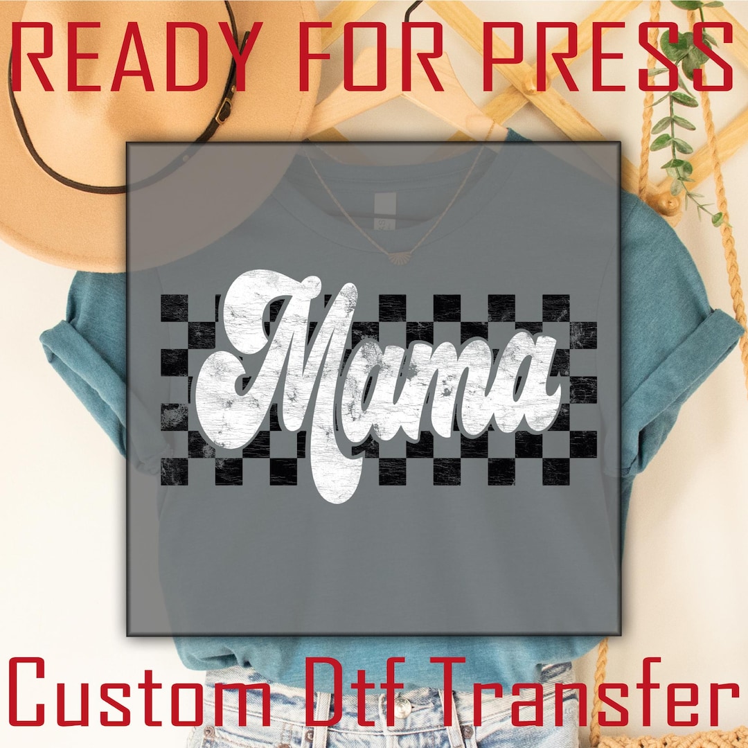 Checkered Mama DTF Transfer, Retro Mom Ready to Press, Mother's Day ...