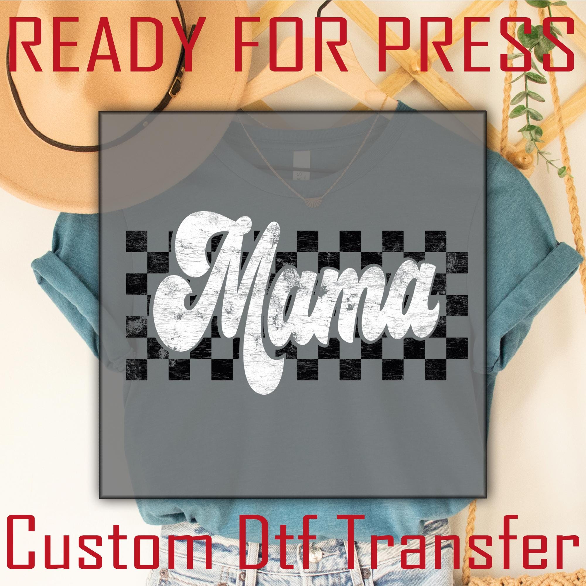 Checkered Mama DTF Transfer, Retro Mom Ready to Press, Mother's Day ...