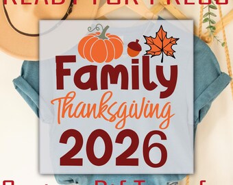 Family Thanksgiving 2026 DTF Transfer: Pumpkin Ready to Press Design