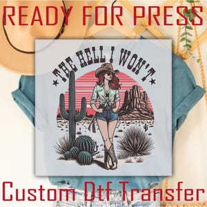 Retro Cowgirl DTF Transfer: Western Graphic Tee Iron-On