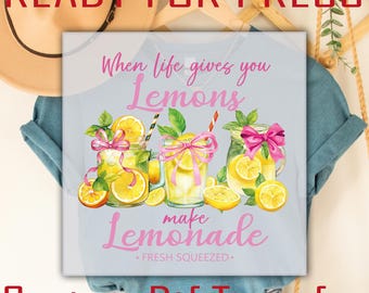 Coquette Lemonade DTF Transfer, Watercolor Summer Heat Press, Ready to Press Lemon Iron On