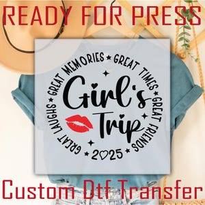 Girls Trip 2025 DTF Heat Transfer: Beach Vacation Shirt Design