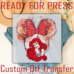 Princess Ariel DTF Transfer, Little Mermaid Ready to Press for Shirts, Disney Iron On Print