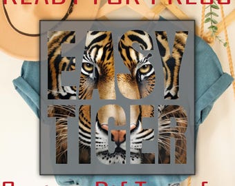 Vintage Easy Tiger DTF Transfer: Retro Wildcat Graphic Ready to Press