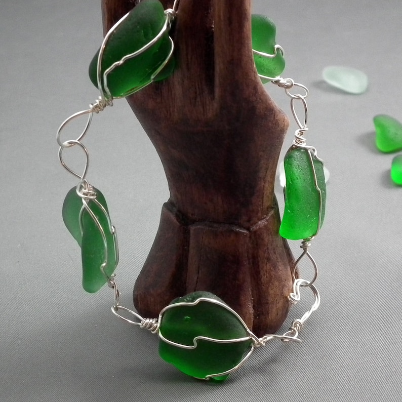 TUTORIAL: Chunky Beach Glass Bracelet or Necklace Wire-Wrapped Instructions image 5