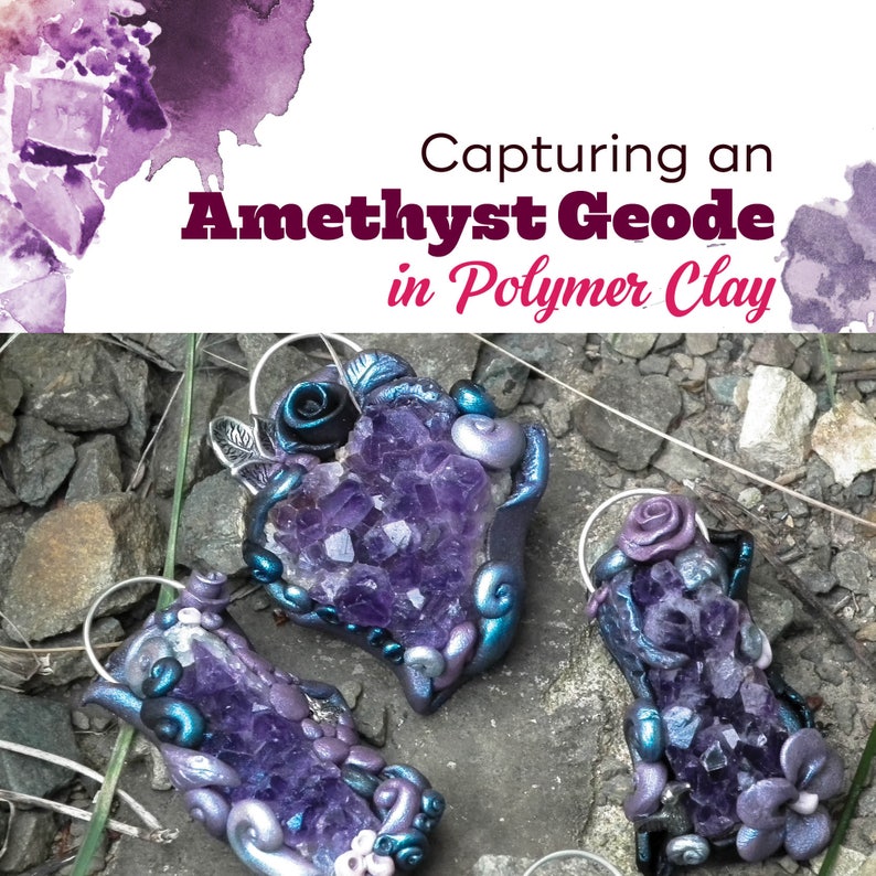 TUTORIAL: Amethyst & Clay Flower Pendant Polymer Clay Pendant Instructions image 1