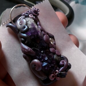 TUTORIAL: Amethyst & Clay Flower Pendant Polymer Clay Pendant Instructions image 5