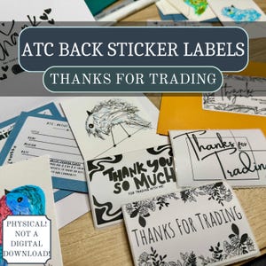 ATC, Obrigado por negociar! Adesivos 2" x 3" | Feito sob encomenda | Materiais de arte Cartões de troca de artista Produto físico Dez designs | Obrigado