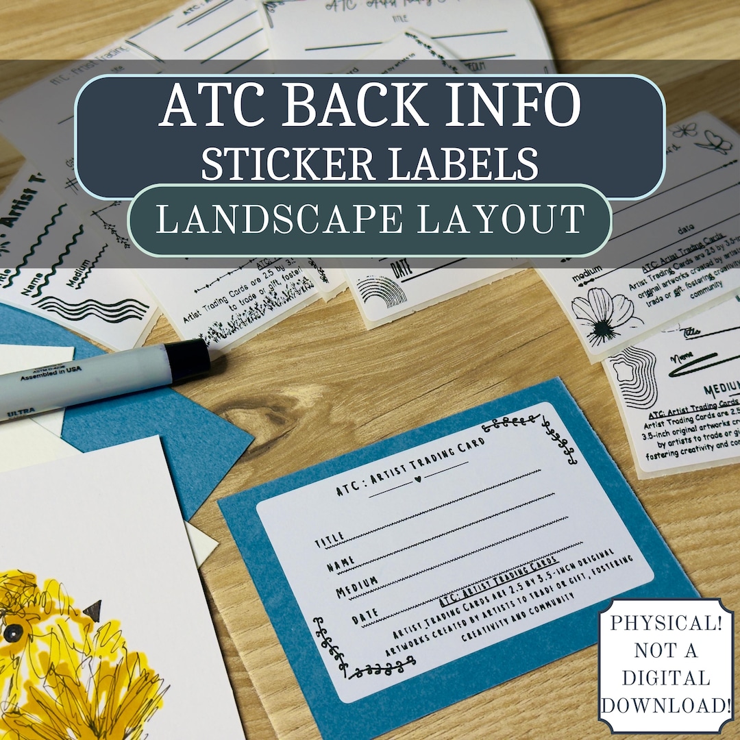 Internal Innformation Sticker ATC/ACEO Back Label LANDSCAPE Information Stickers 2