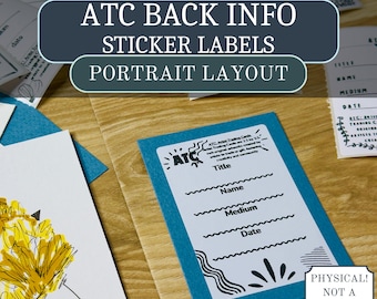 ATC/ACEO Back Label PORTRAIT Information Stickers 2" x 3" | Made to Order | Art Supplies Artist Trading Cards | Physical Product Ten Designs