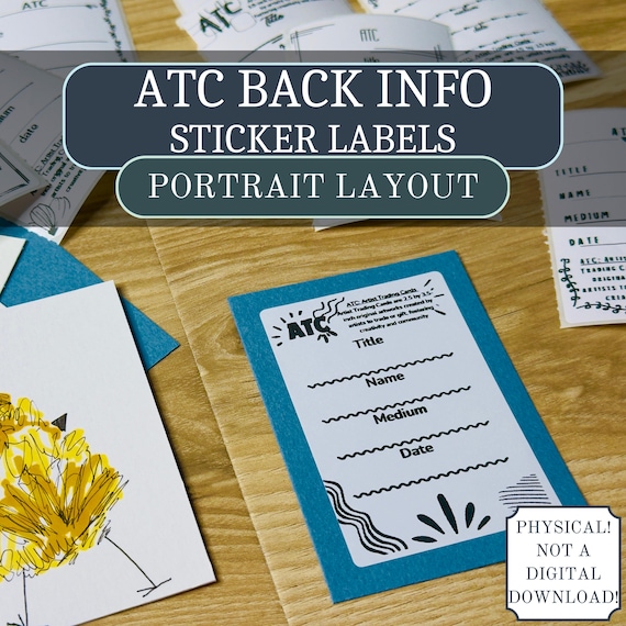 ATC/ACEO Back Label PORTRAIT Information Stickers 2" x 3" | Made to Order | Art Supplies Artist Trading Cards | Physical Product Ten Designs
