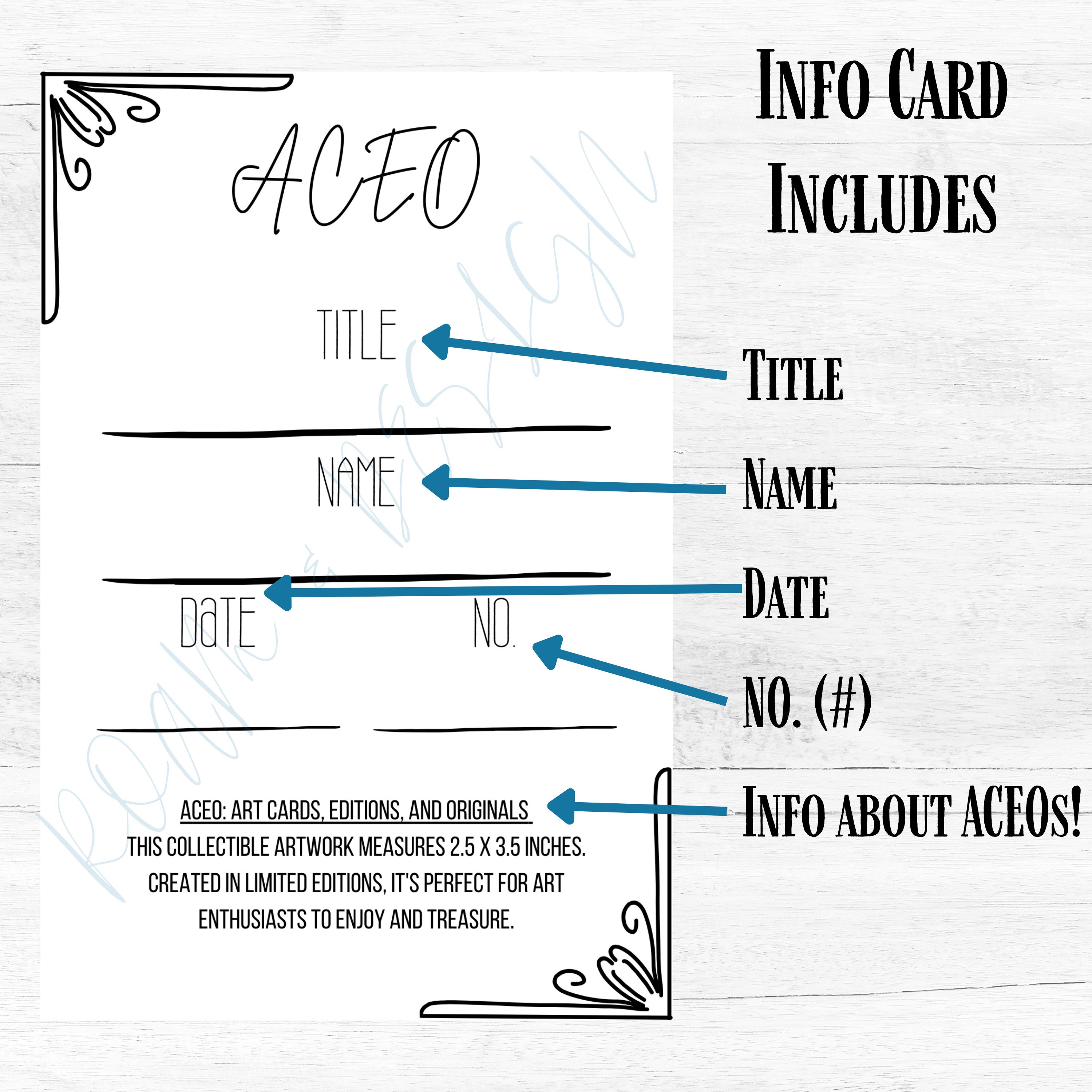 ACEO ATC Back Side Info Card Sheets Printable Download, Artist Trading ...
