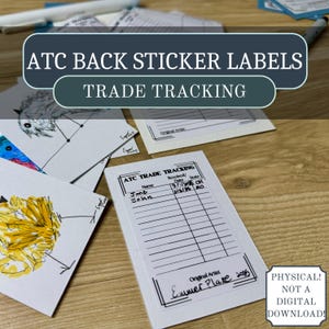 Pegatinas de seguimiento ATC Back Trade de 2" x 3" / Hechas a pedido / Tarjetas de intercambio de artistas para suministros de arte / Producto físico horizontal o vertical