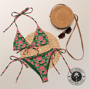 Watermelon String Bikini - Eco-Friendly Swimwear, Mix and Match, Sizes 2XS-6XL